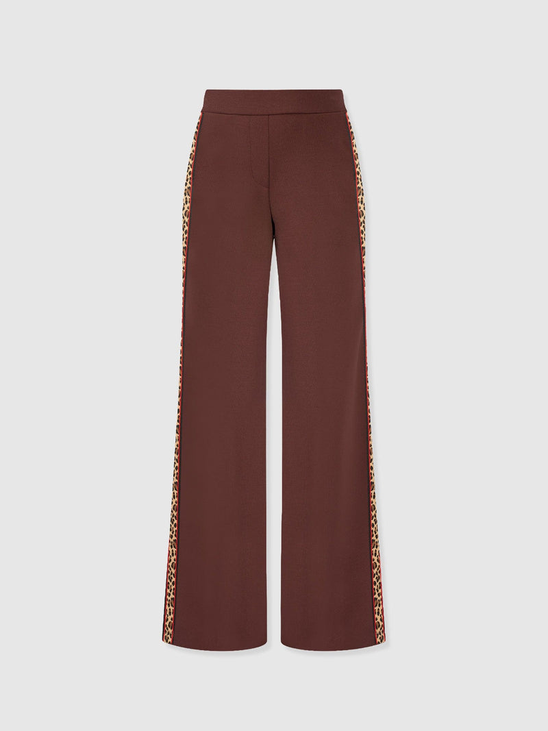 Victory Straight Leg Pant - Maroon - Leopard - Women's Trousers | Saint + Sofia® EU