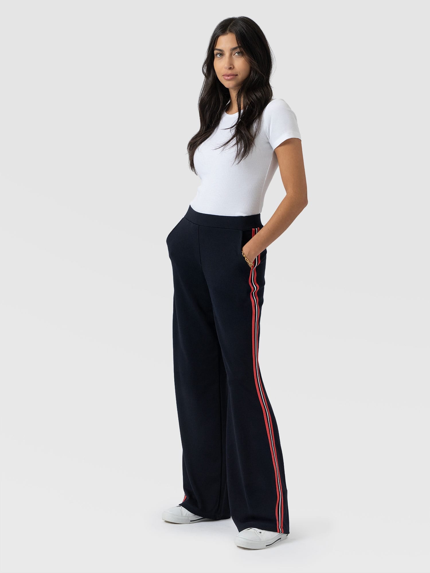 Victory Straight Leg Pant Navy/Red Stripe - Women's Trousers | Saint + Sofia® EU