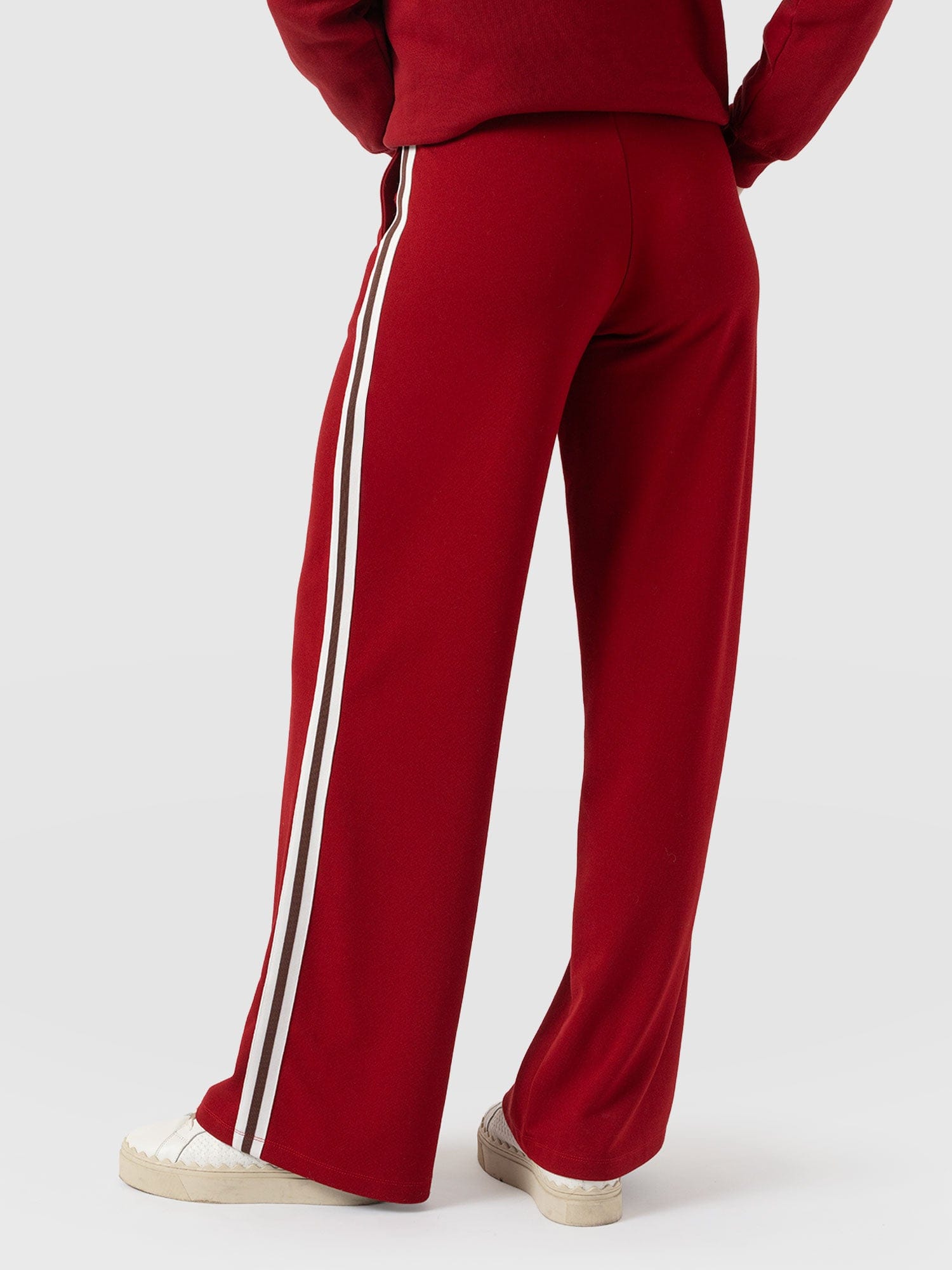 Victory Straight Leg Pant - Red - Brown Stripe - Women's Trousers | Saint + Sofia® EU
