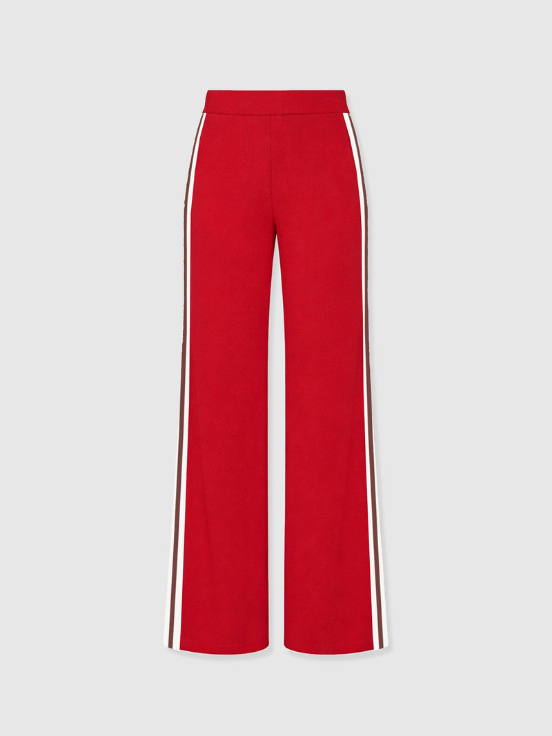 Victory Straight Leg Pant - Red - Brown Stripe - Women's Trousers | Saint + Sofia® EU