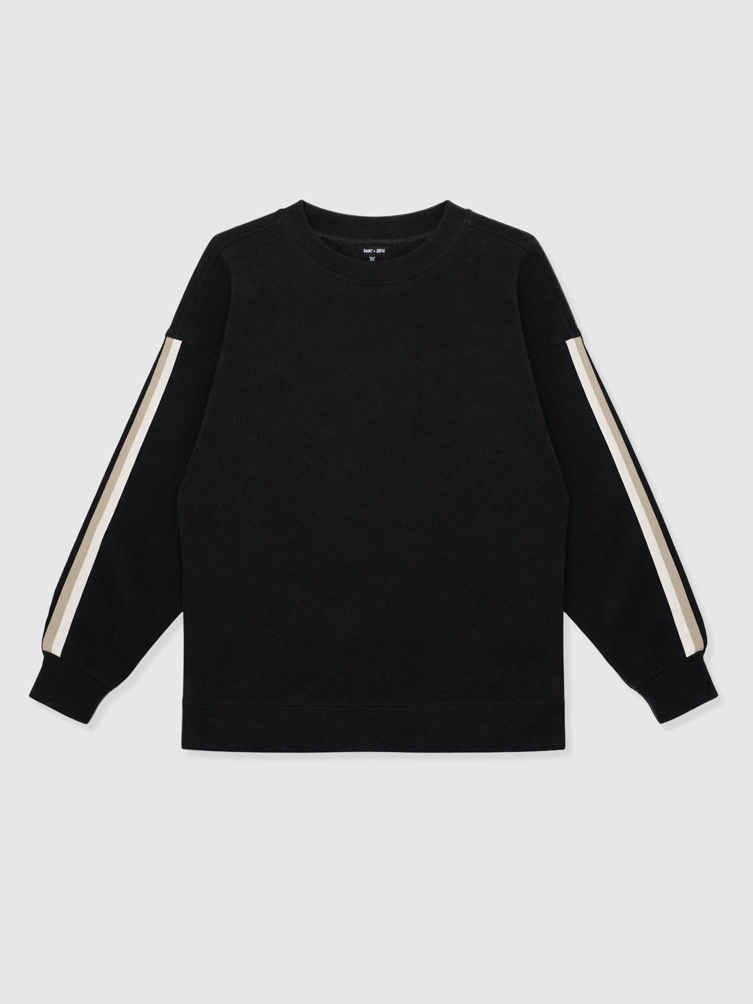 Hoxton Sweatshirt - Black - Cream/Beige Stripe - Women's Jumpers | Saint and Sofia® EU