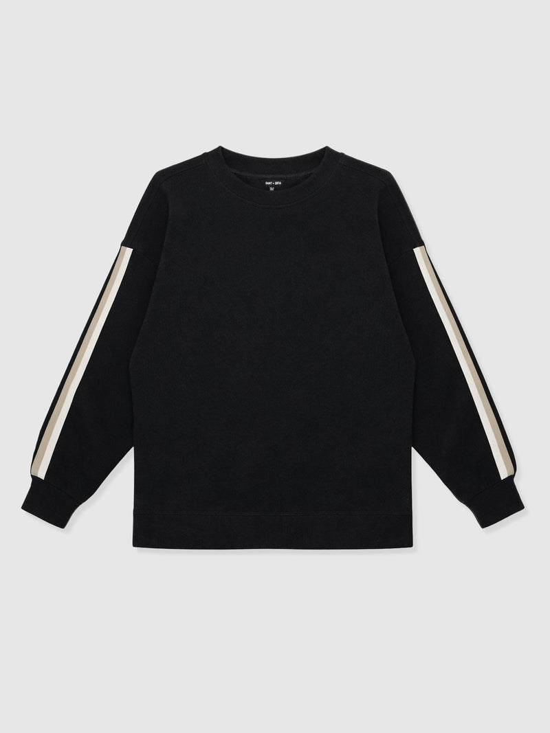 Victory Sweatshirt - Black - Cream/Beige Stripe - Women's Jumpers | Saint + Sofia® EU