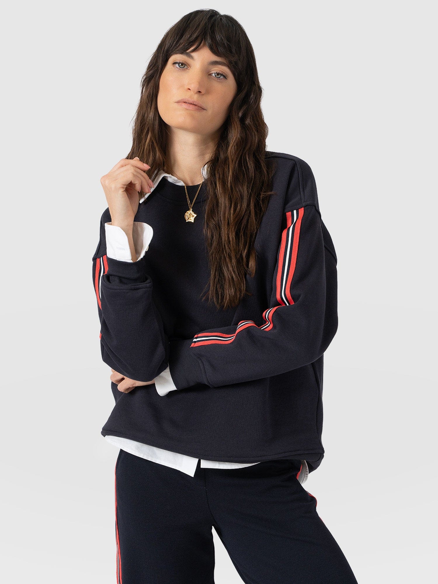 Victory Sweatshirt - Navy - Red Stripe - Women's Jumpers | Saint + Sofia® EU