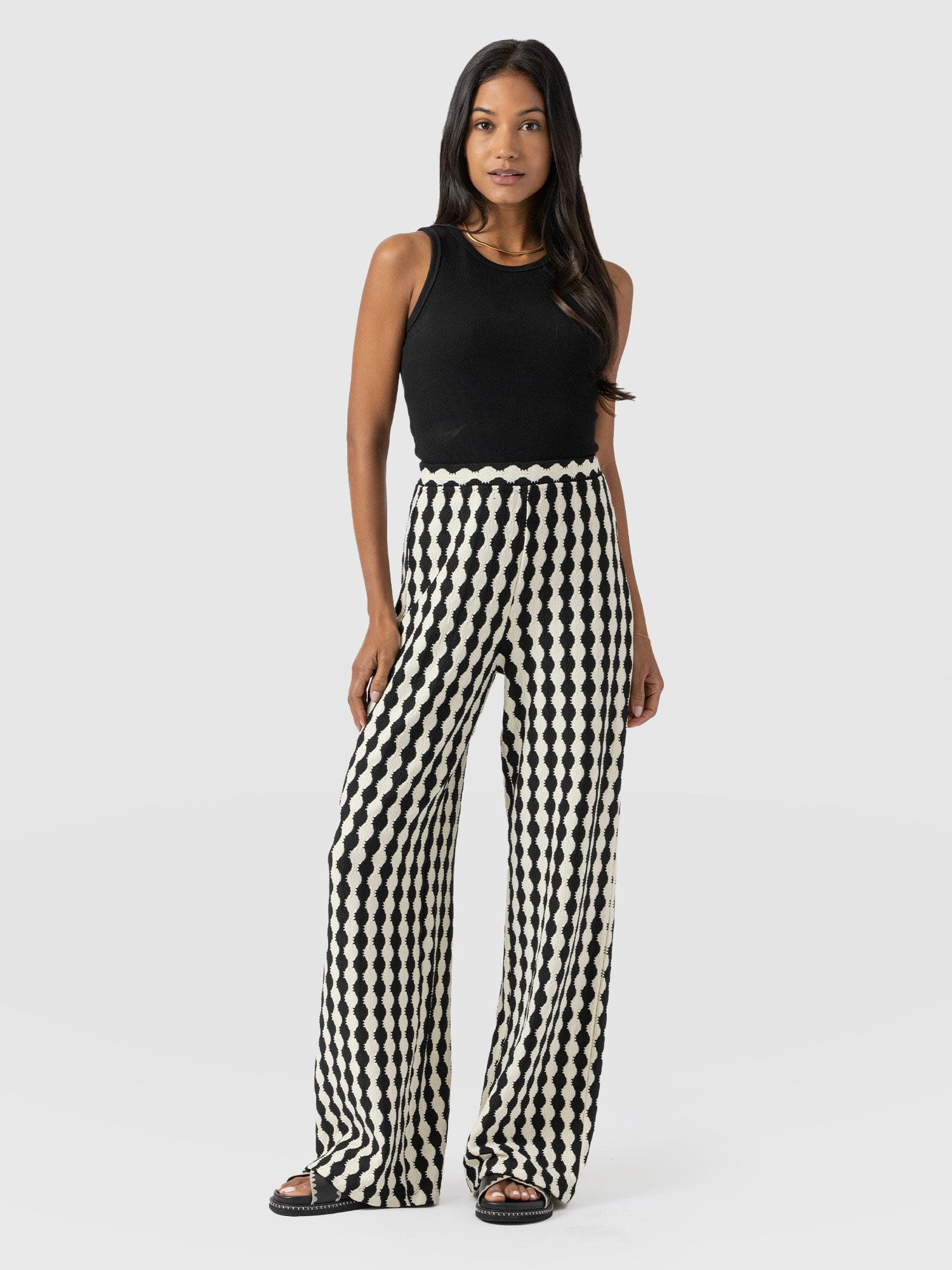 Victory Wide Leg Pant - Black/Cream - Women's Trouserss | Saint + Sofia® EU