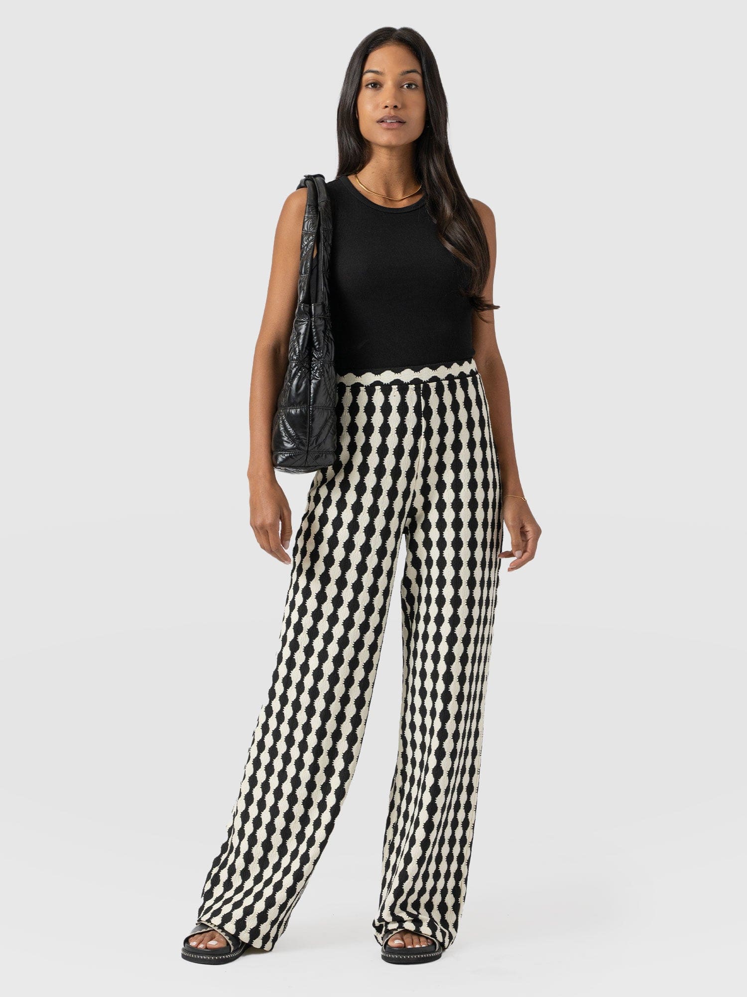 Victory Wide Leg Pant - Black/Cream - Women's Trouserss | Saint + Sofia® EU