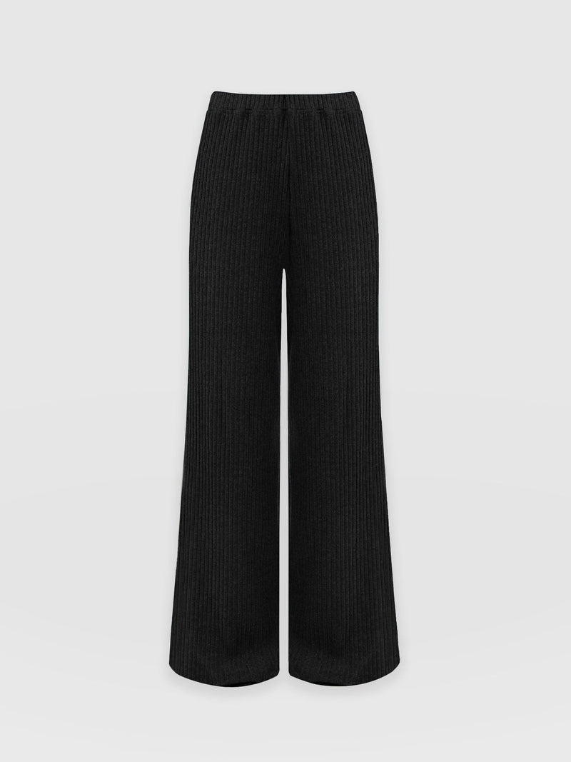 Victory Wide Leg Pant - Black Rib - Women's Trousers | Saint + Sofia® EU