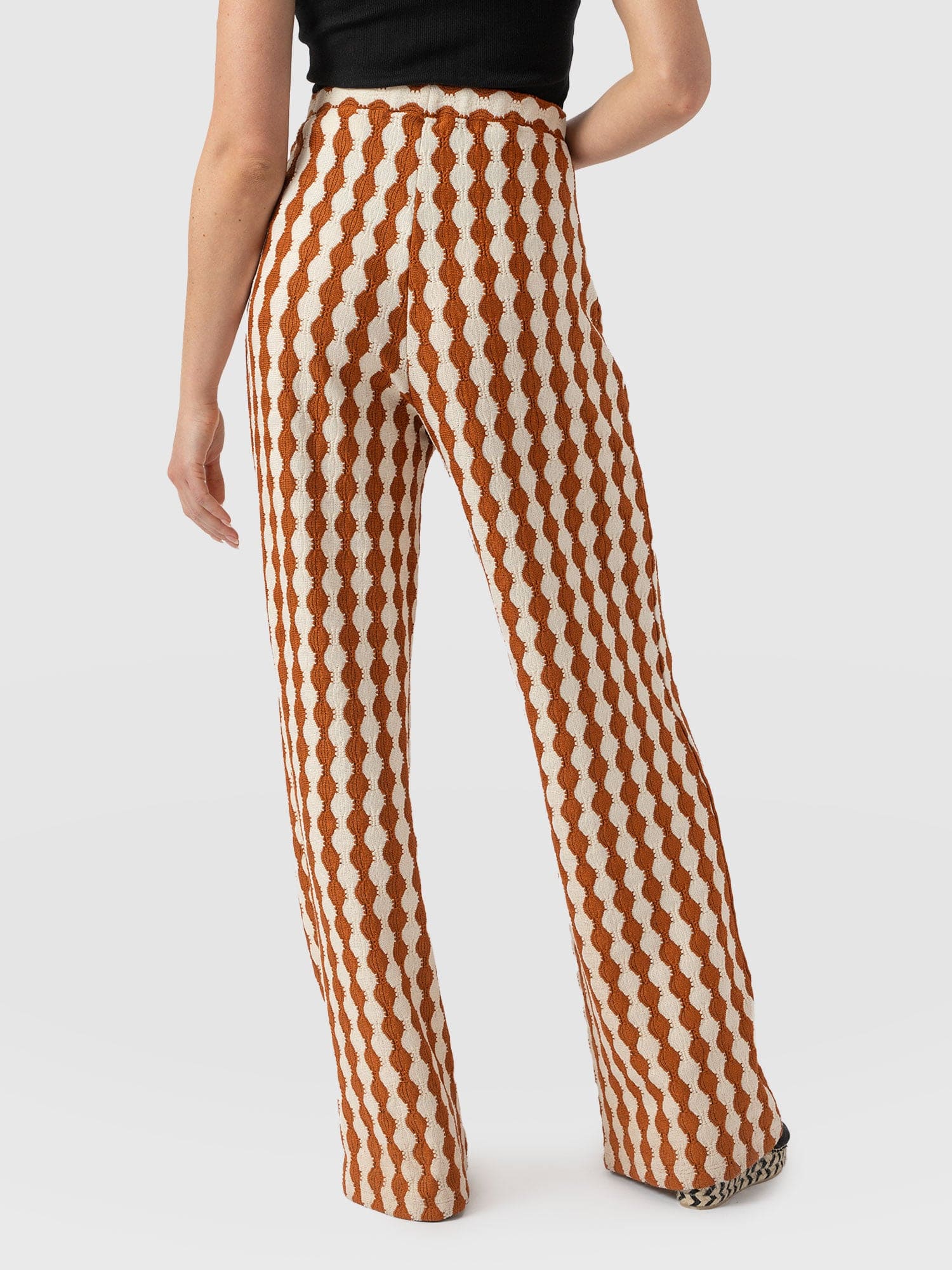 Victory Wide Leg Pant - Brown/Cream - Women's Trouserss | Saint + Sofia® EU