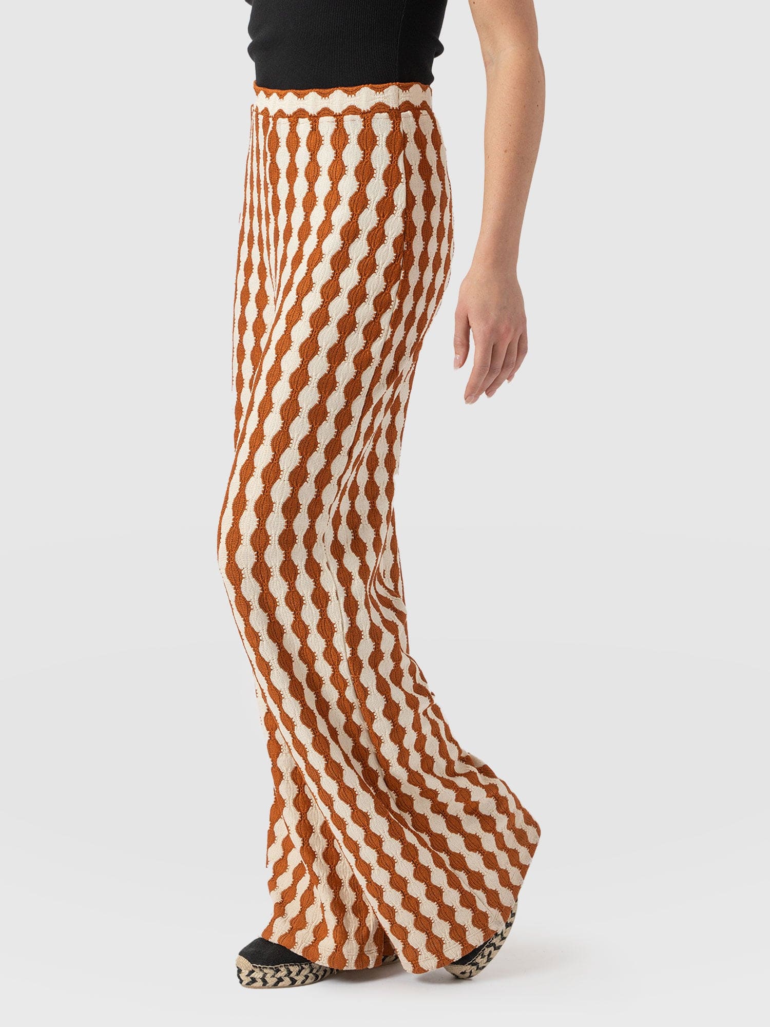 Victory Wide Leg Pant - Brown/Cream - Women's Trouserss | Saint + Sofia® EU