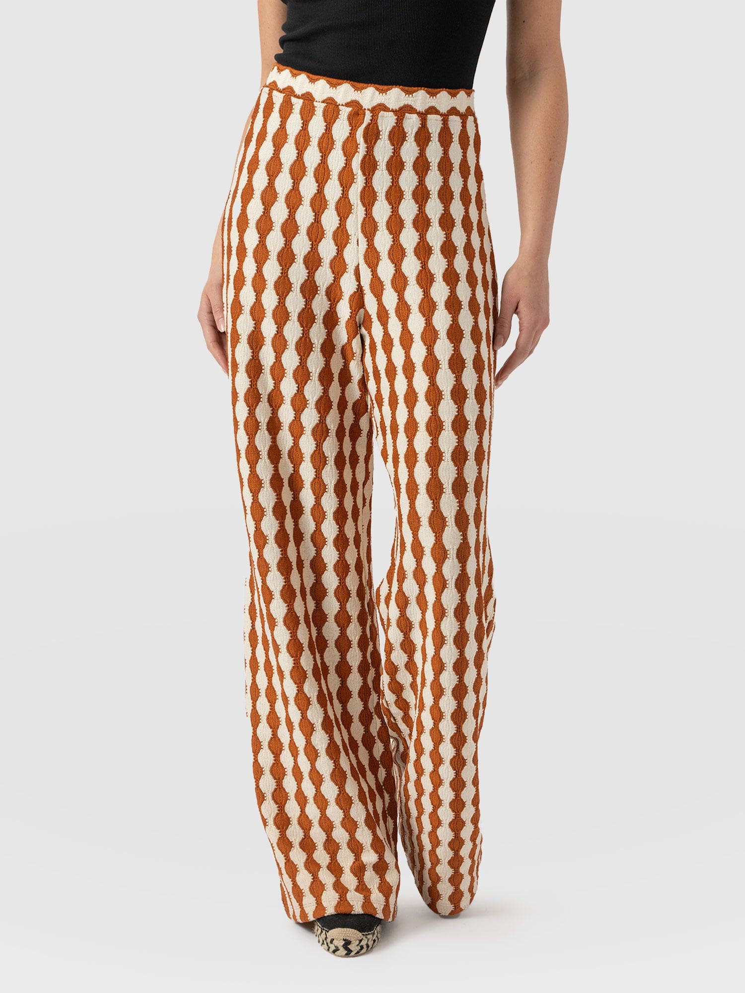 Victory Wide Leg Pant - Brown/Cream - Women's Trouserss | Saint + Sofia® EU