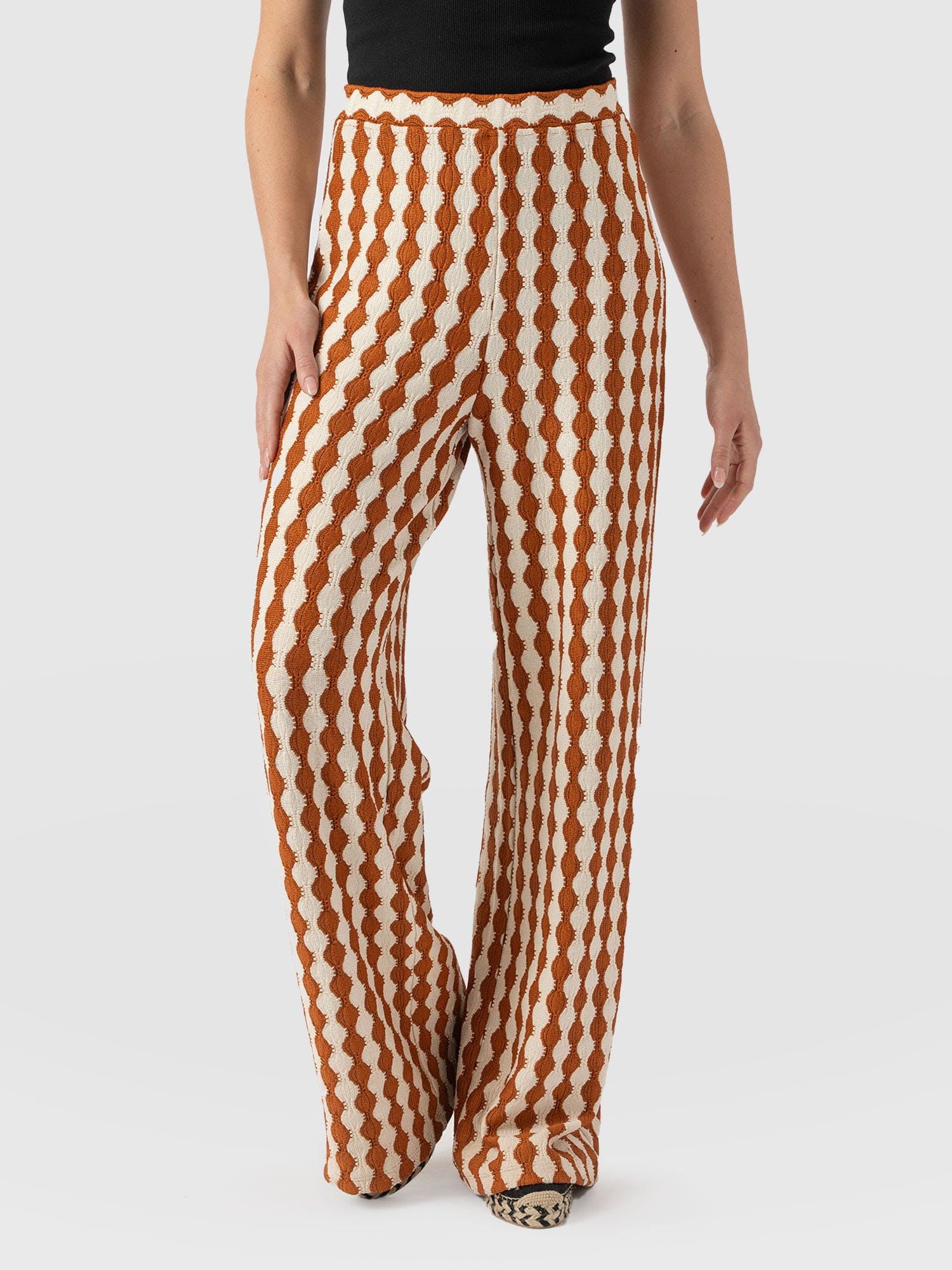 Victory Wide Leg Pant - Brown/Cream - Women's Trouserss | Saint + Sofia® EU