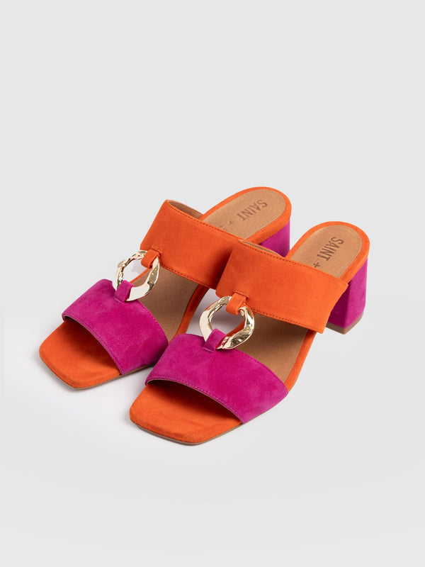 Vivienne Heeled Mules - Pink/Orange - Women's Shoes | Saint + Sofia® EU