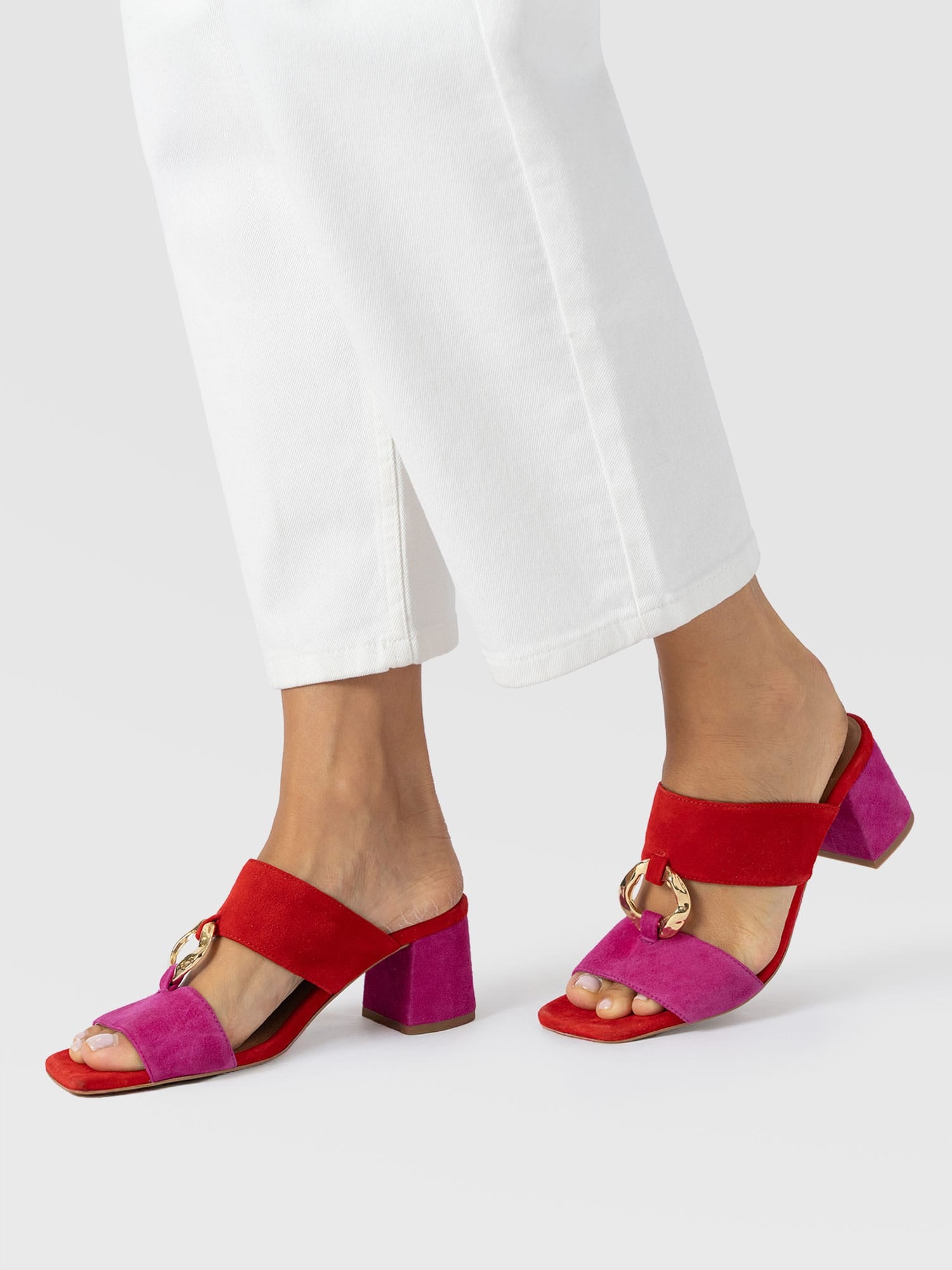 Vivienne Heeled Mules - Pink/Red - Women's Shoes | Saint + Sofia® EU