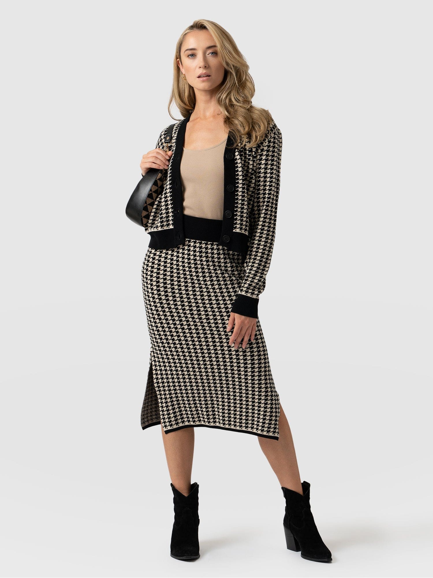 Warren Pencil Skirt Houndstooth - Women's Skirts | Saint + Sofia® UK