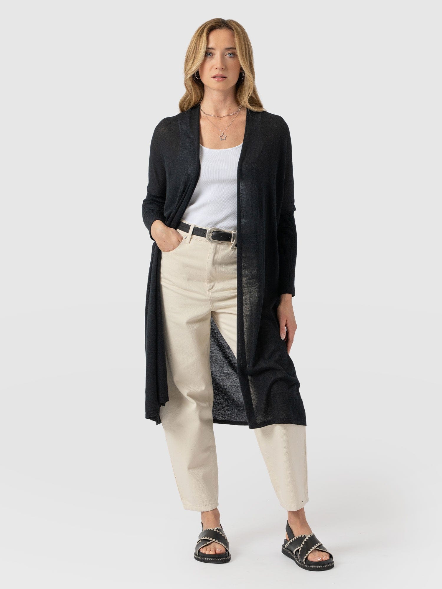 Waterfall Cardigan - Black - Women's Cardigans | Saint + Sofia® EU