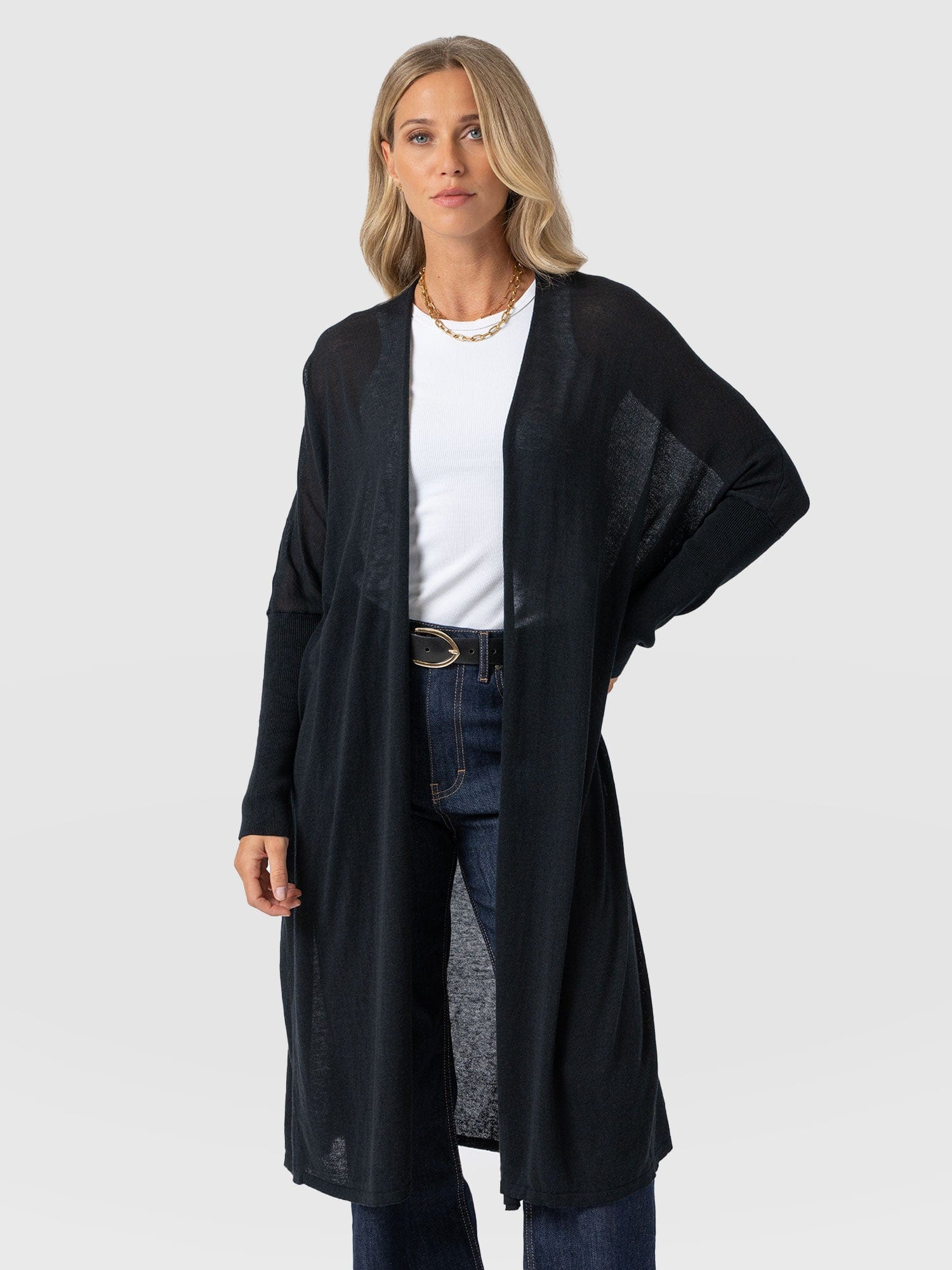 Waterfall Cardigan - Black - Women's Cardigans | Saint + Sofia® EU