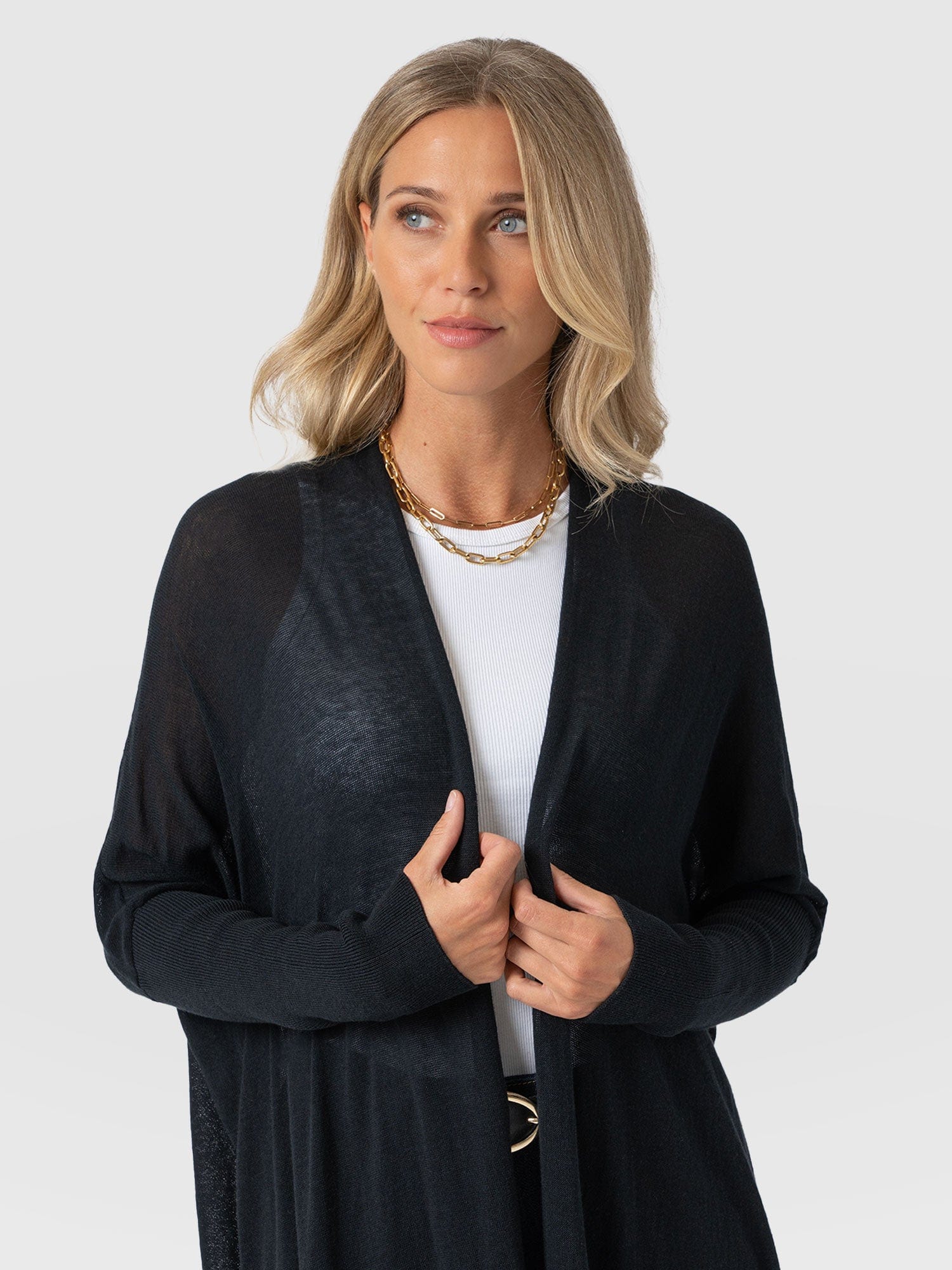 Waterfall Cardigan - Black - Women's Cardigans | Saint + Sofia® EU
