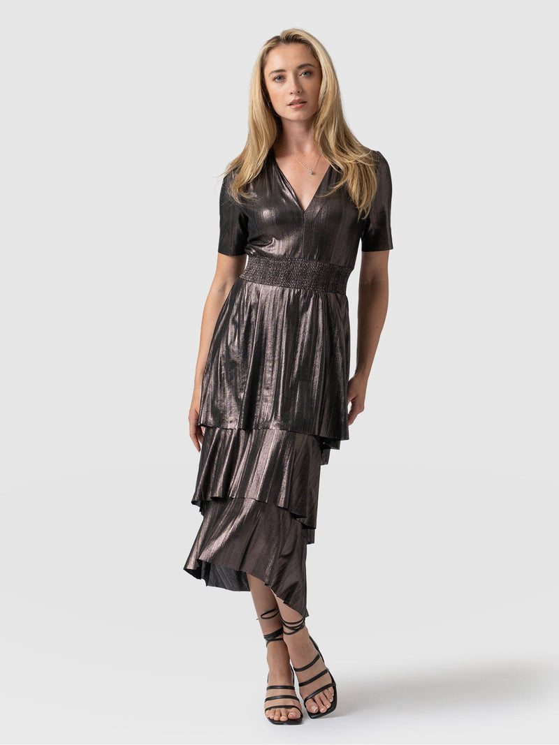 Whitney Tiered Dress Gunmetal - Women's Dresses | Saint + Sofia® EU