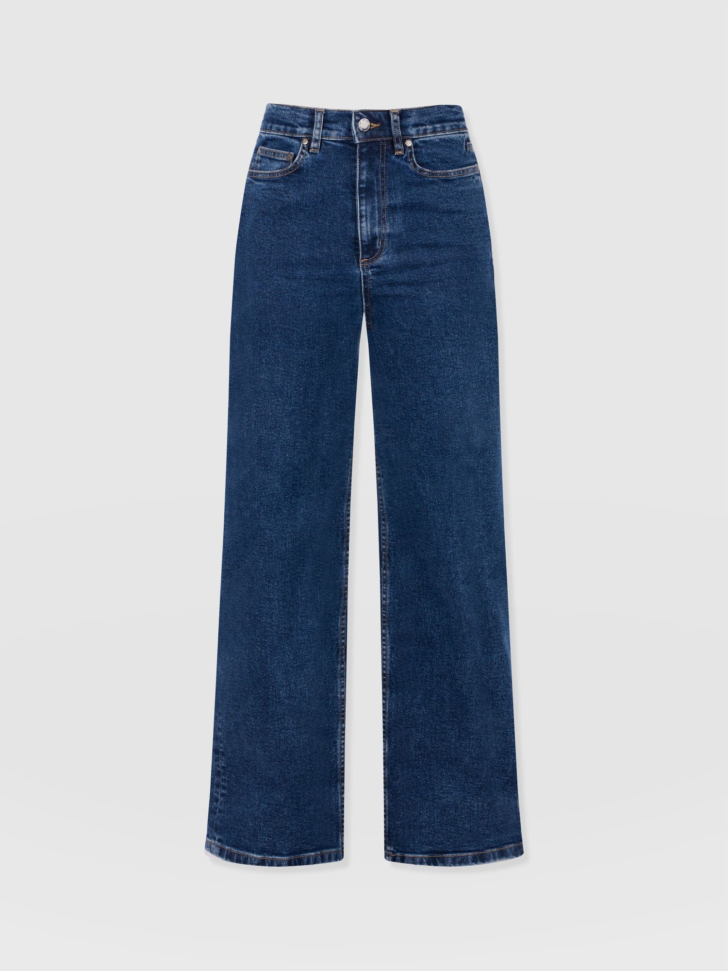 Wide Leg Jeans - Mid Blue