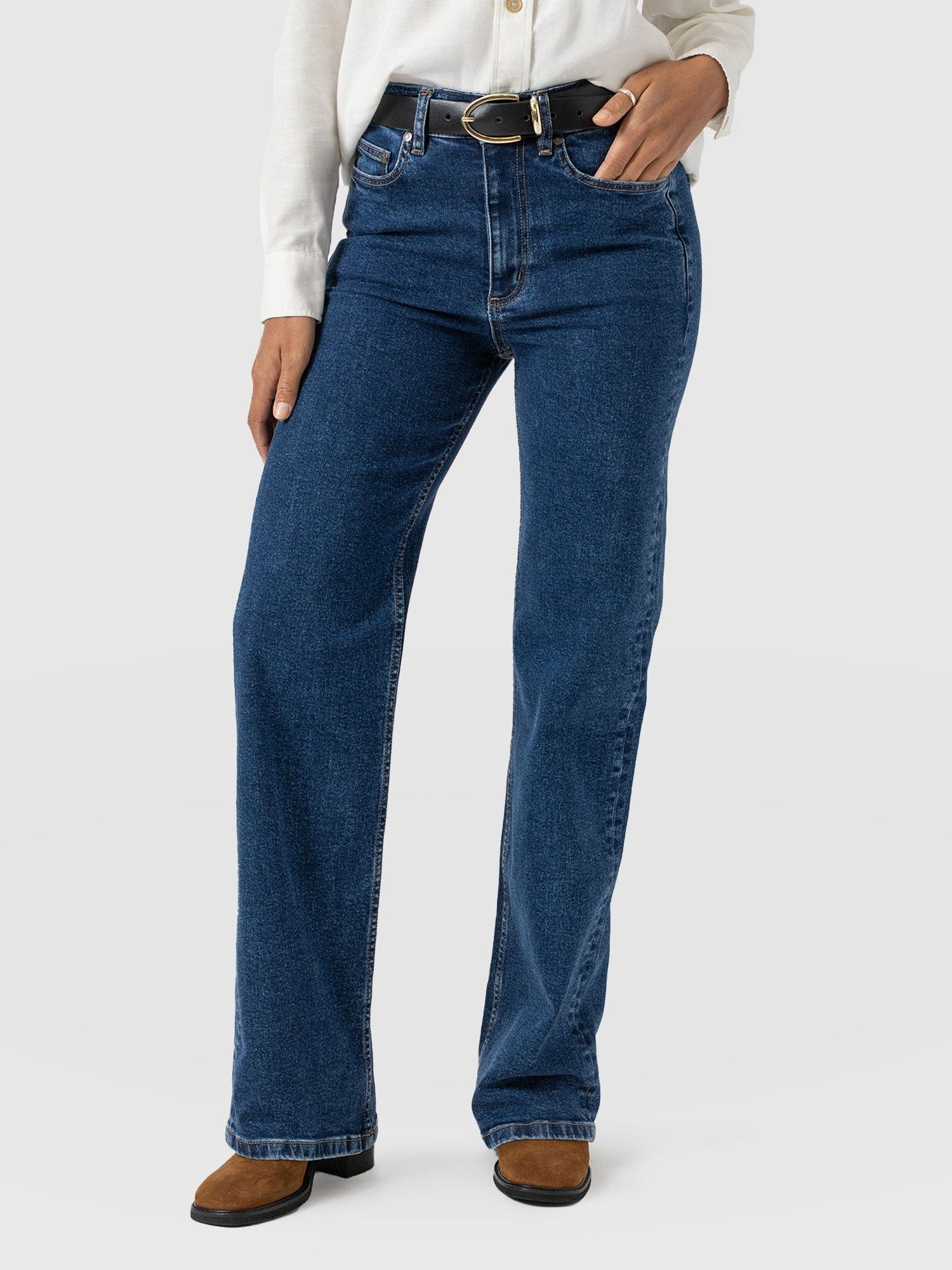 Wide Leg Jean - Mid Blue-Regular - Women's Jeanss | Saint + Sofia® EU