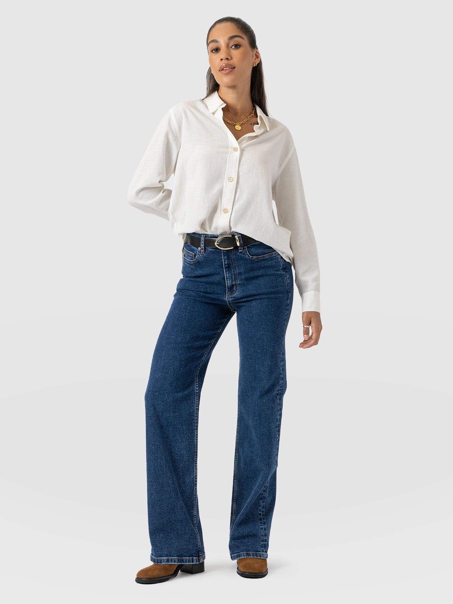 Wide Leg Jean - Mid Blue-Regular - Women's Jeanss | Saint + Sofia® EU