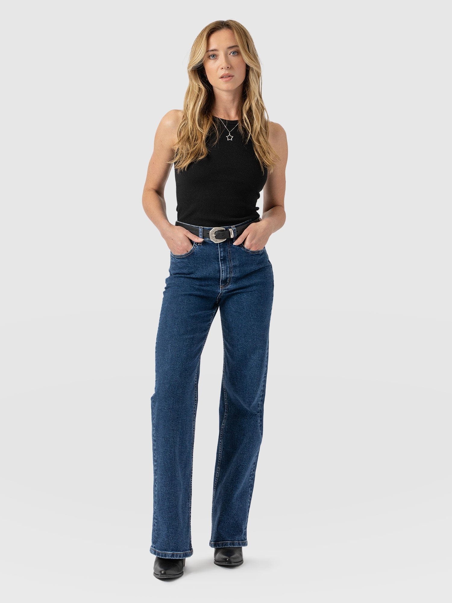 Wide Leg Jean - Mid Blue-Regular - Women's Jeanss | Saint + Sofia® EU