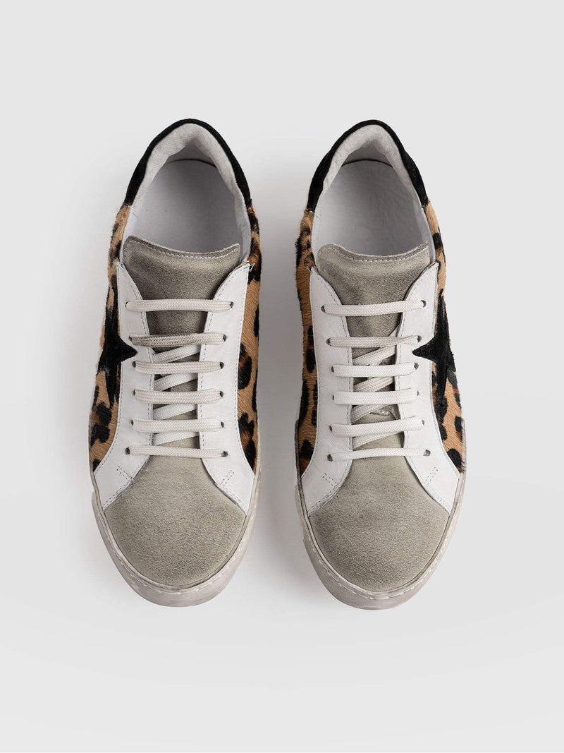 Women's Leopard Print Fashion Trainer White Leather | Saint and Sofia® Europe