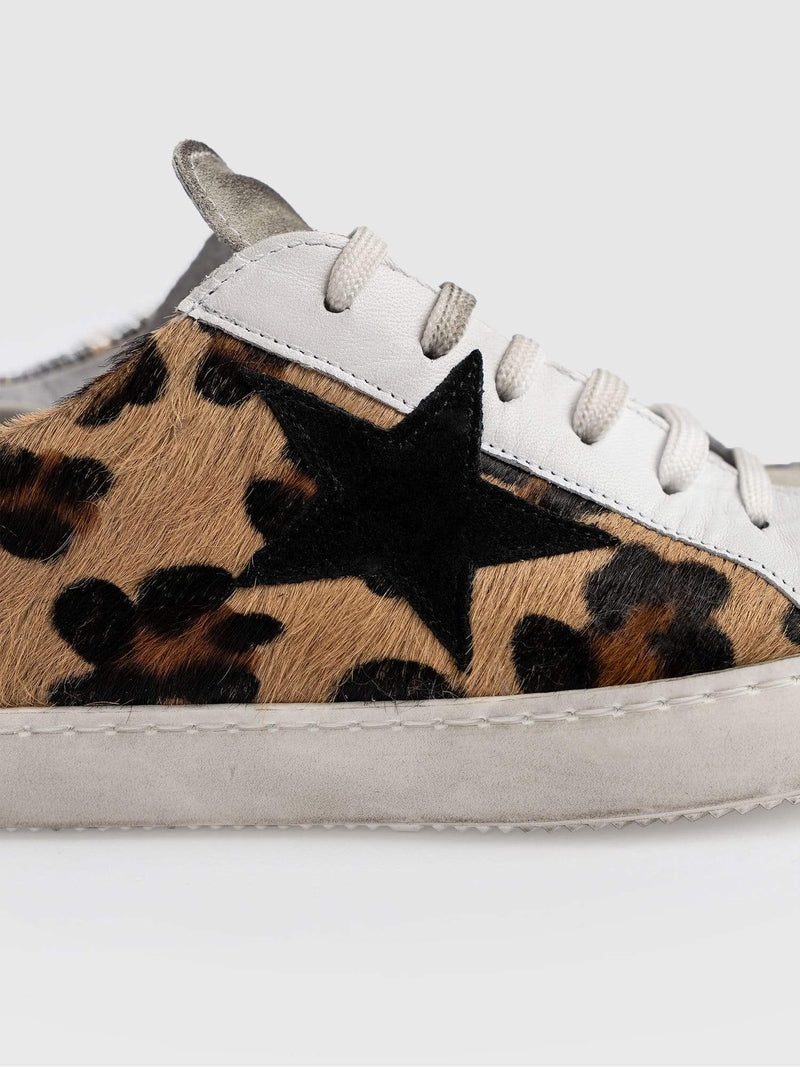 Women's Leopard Print Fashion Trainer White Leather | Saint and Sofia® Europe