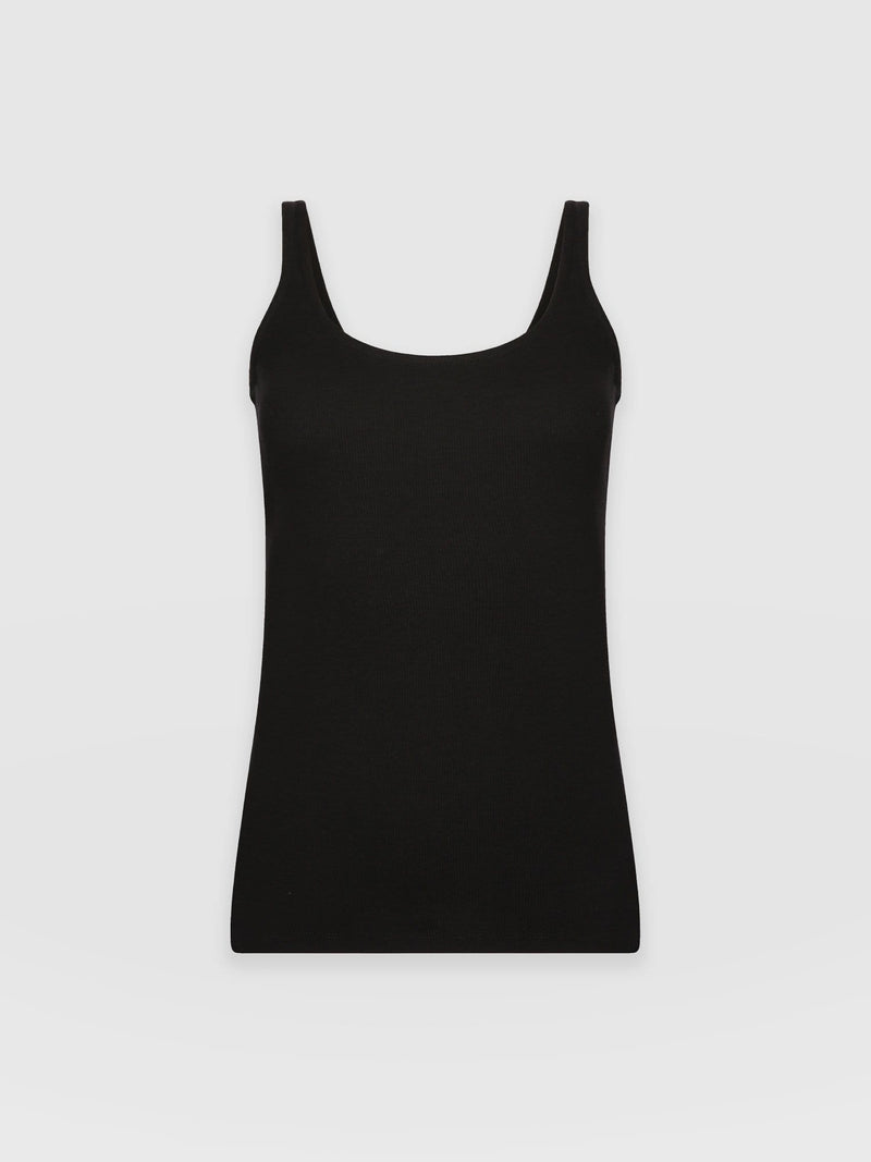 Women’s Ribbed Cami Black Cotton | Saint and Sofia® Europe