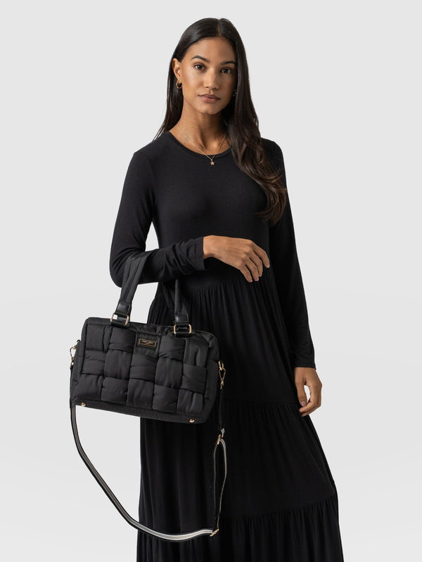 Woven Duffle Bag Black/Grey - Women's Bags | Saint + Sofia® EU