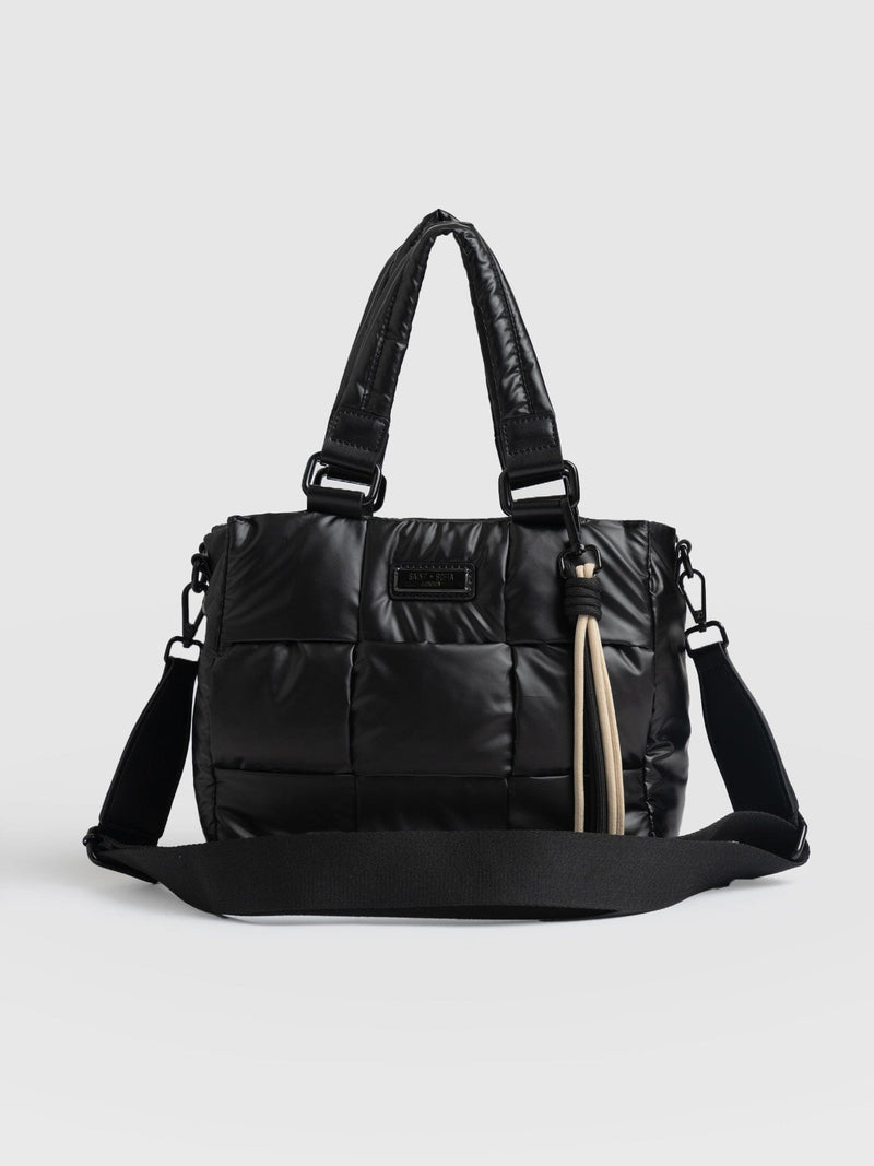 Woven Mini Penny Tote Bag Gloss Black - Women's Bags |  Saint + Sofia® EU