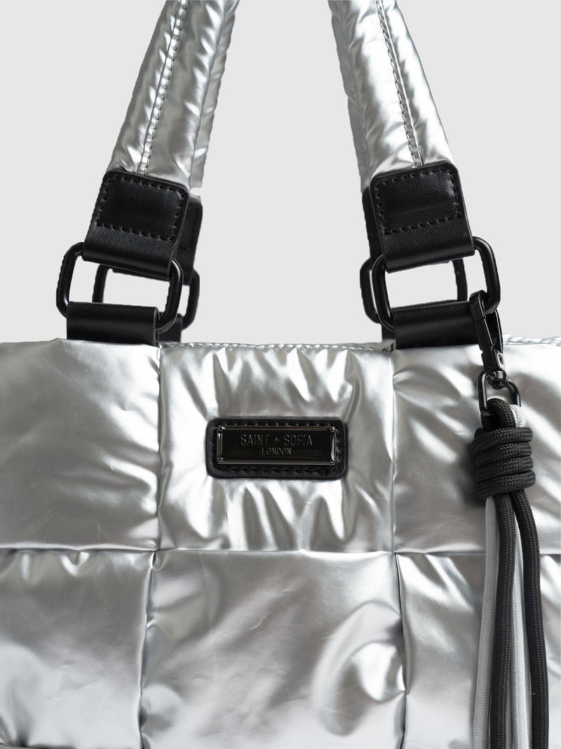 Woven Mini Penny Tote Bag Silver - Women's Bags |  Saint + Sofia® EU