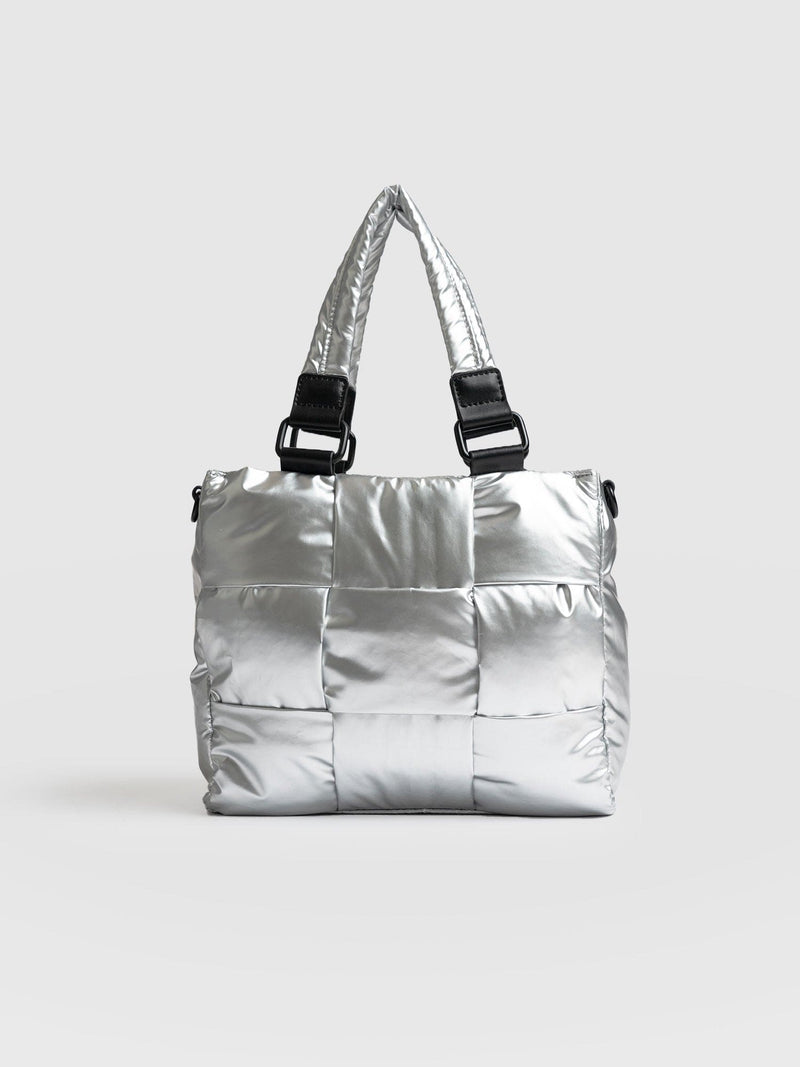Woven Mini Penny Tote Bag Silver - Women's Bags |  Saint + Sofia® EU