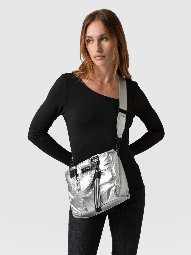 Woven Mini Penny Tote Bag Silver - Women's Bags |  Saint + Sofia® EU