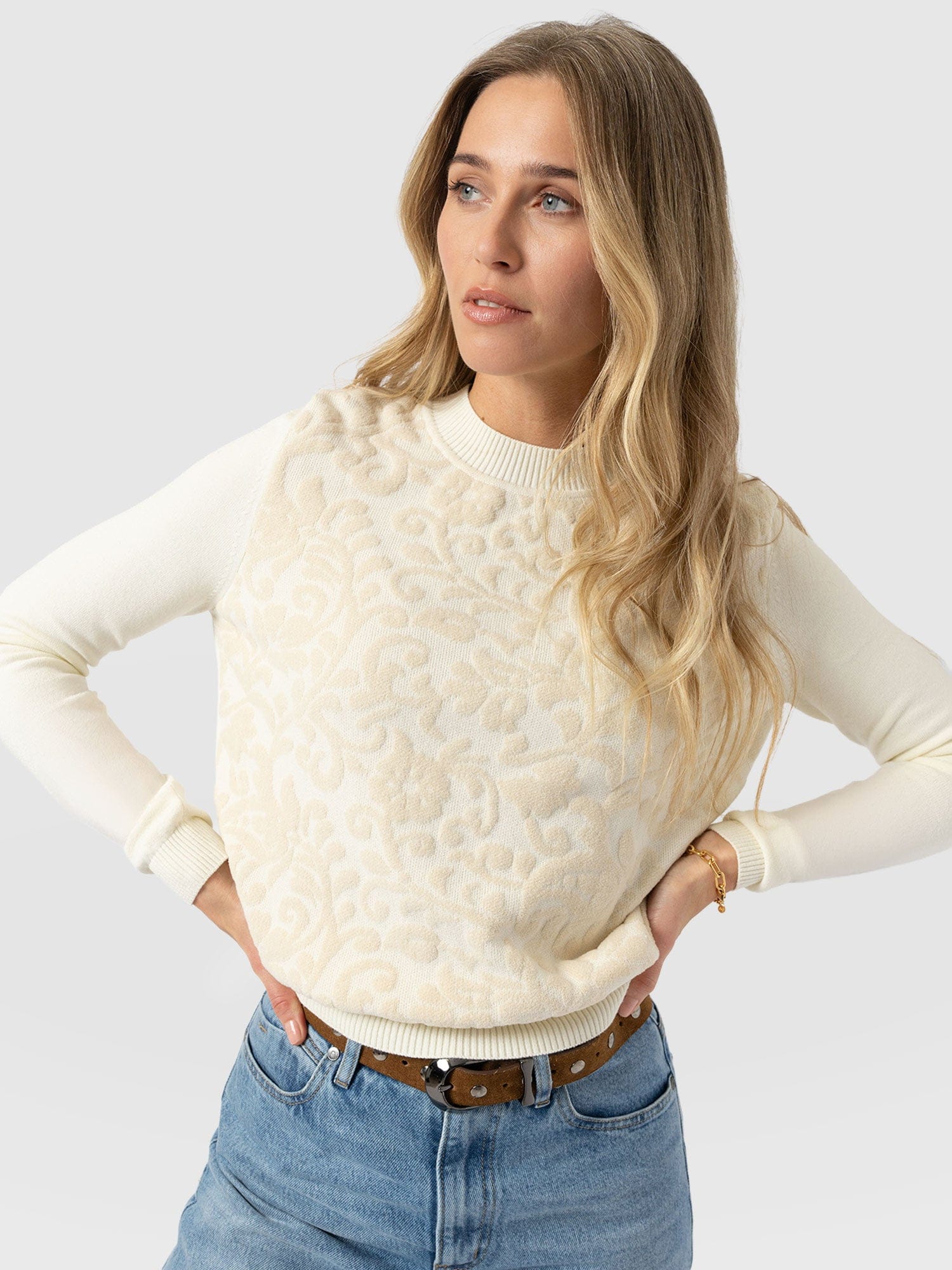 Wren Long Sleeve Knit - Cream - Women's Knitwears | Saint + Sofia? EU