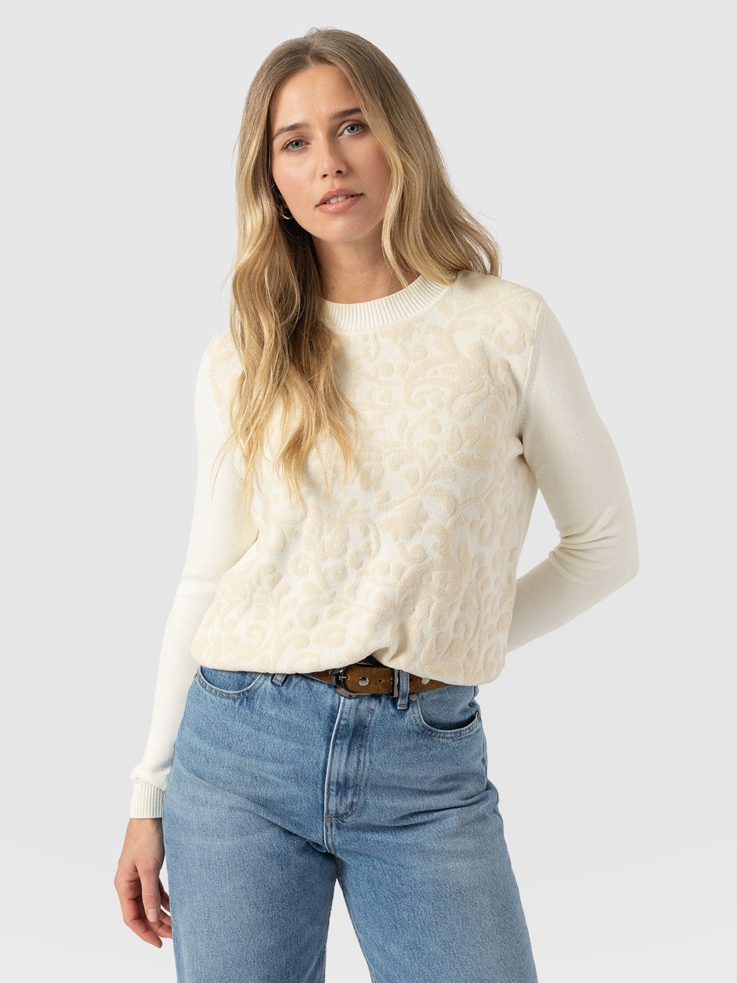 Wren Long Sleeve Knit - Cream - Women's Knitwears | Saint + Sofia? EU