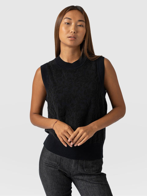 Wren Sleeveless Knit Black - Women's Vests | Saint + Sofia® EU
