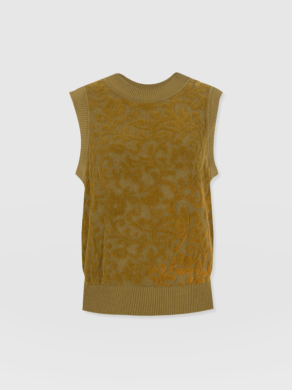 Wren Sleeveless Knit Olive - Women's Vests | Saint + Sofia® EU