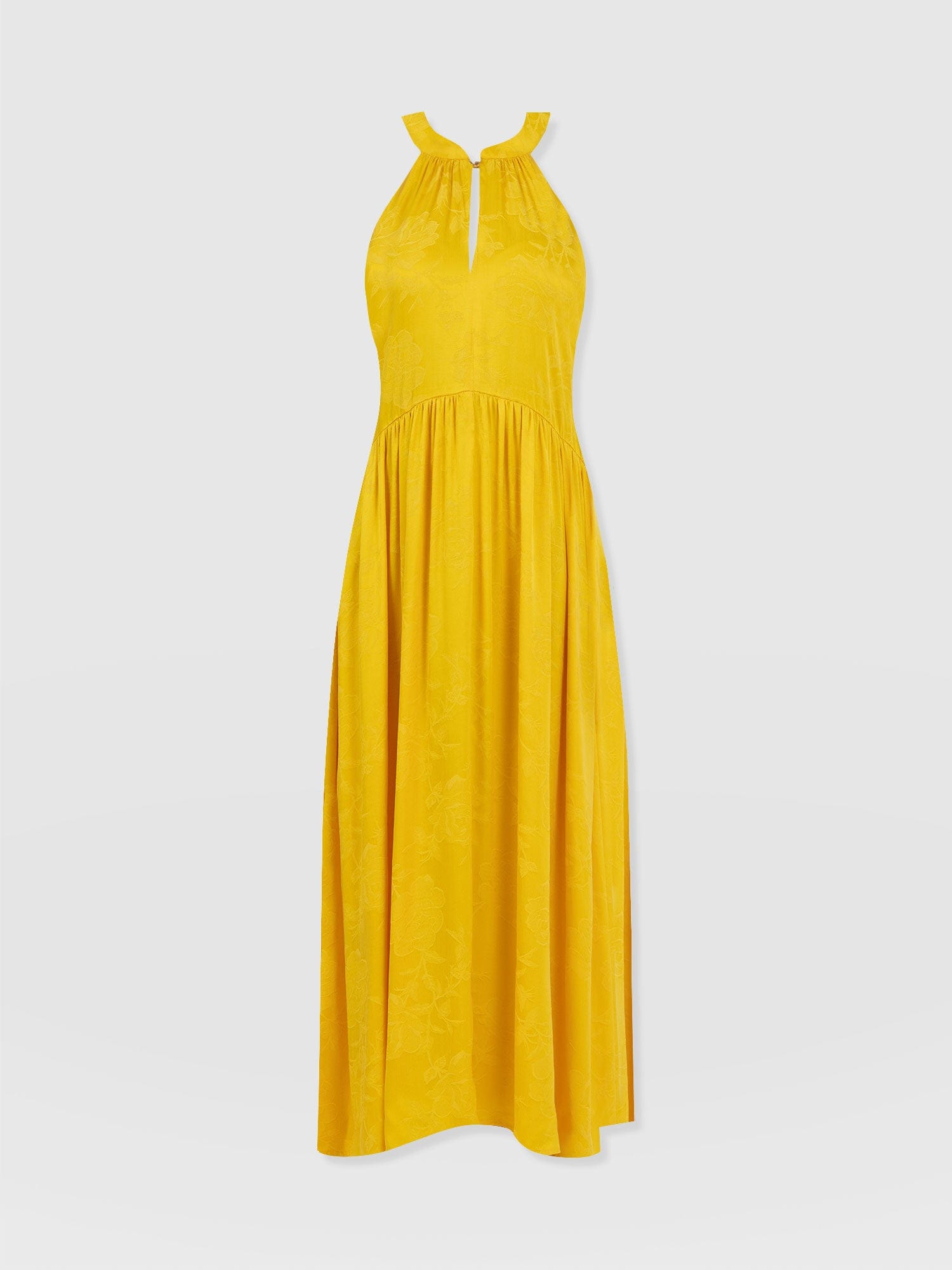 Zoey Halter Neck Dress - Yellow Jacquard - Women's Dresses | Saint + Sofia® EU