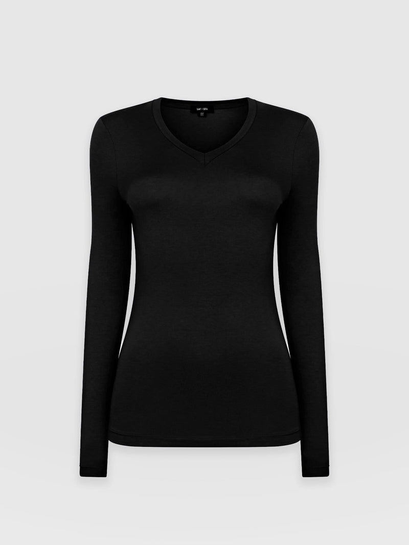 Austen V Neck Tee Black - Women's T-Shirt | Saint + Sofia® EU