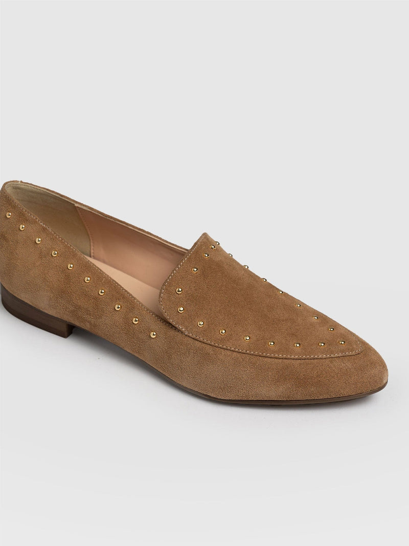 Ava Studded Loafer Light Brown - Women's Loafers | Saint + Sofia® UK
