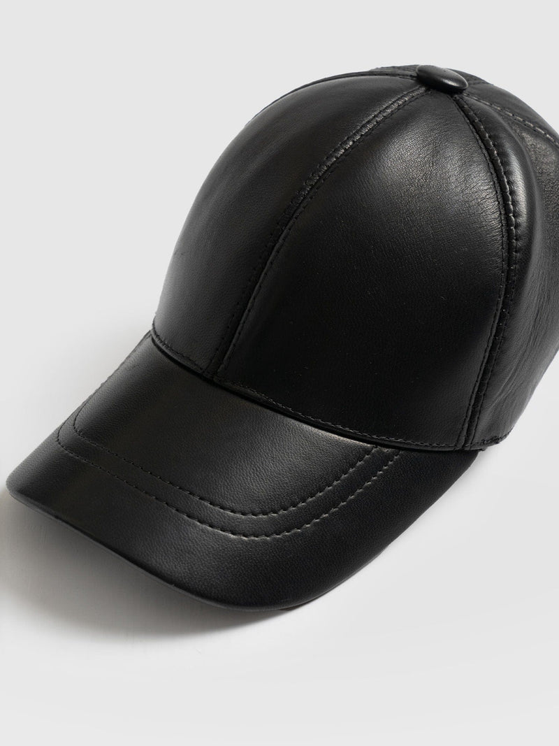 Avalon Leather Baseball Cap Black - Women's Hats | Saint + Sofia® EU