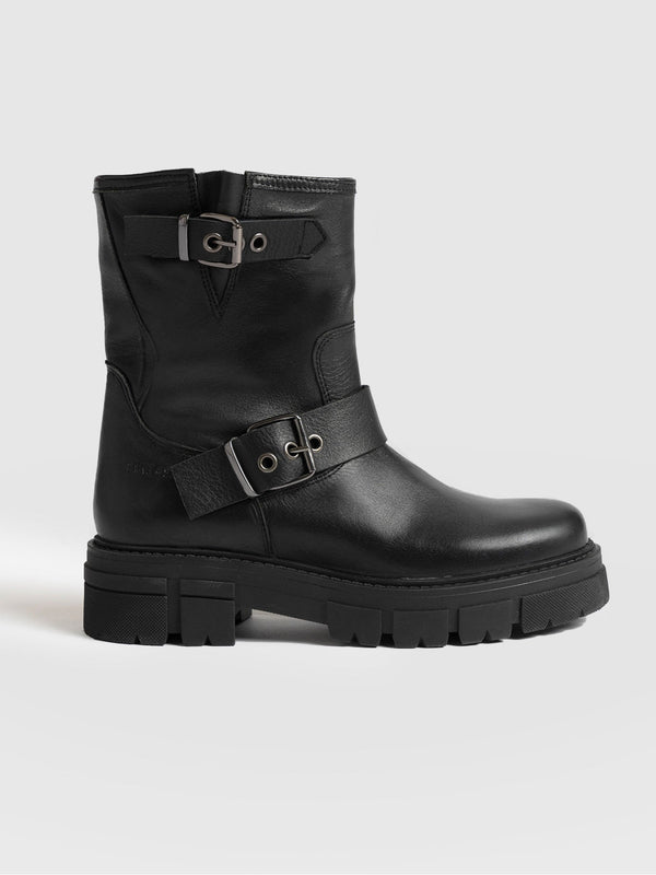 Balham Boot Short Black - Women's Leather Boots | Saint + Sofia® EU