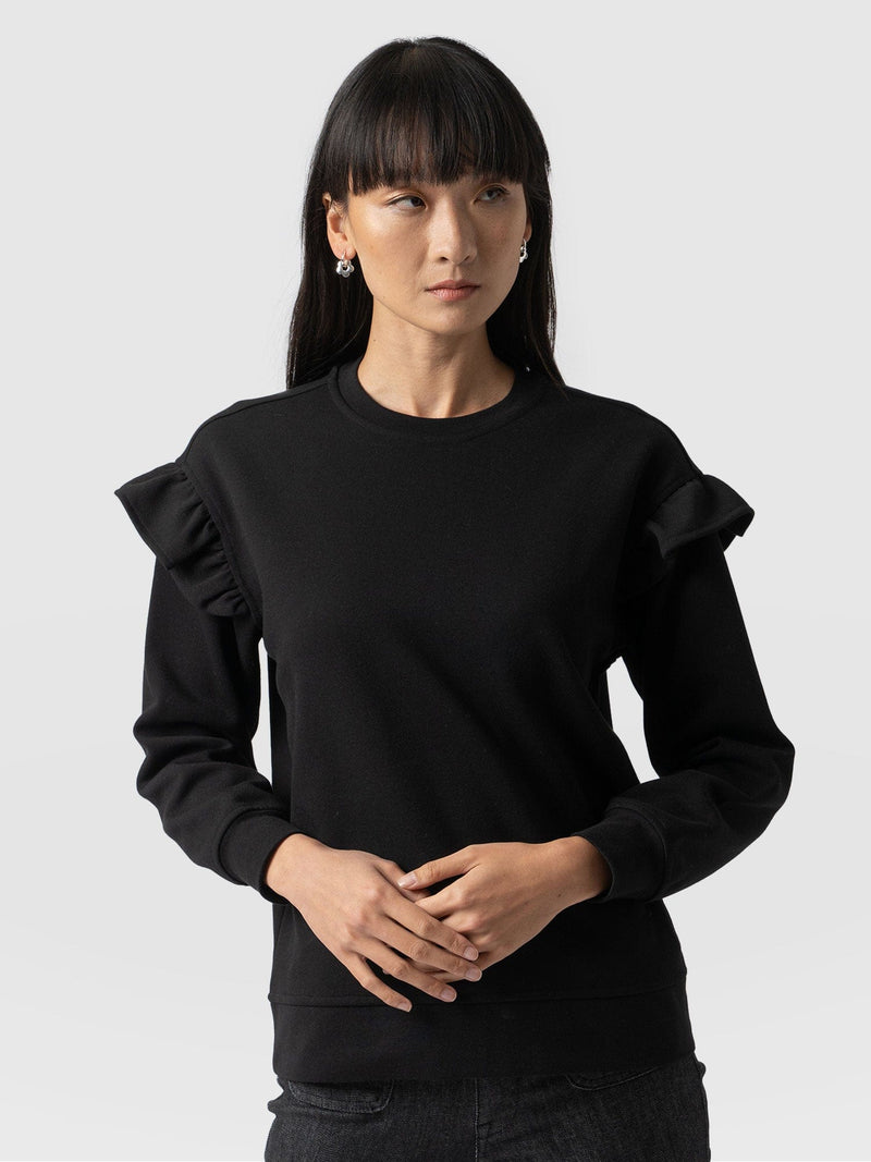 Bea Frill Sweater Black - Women's Sweaters | Saint + Sofia® EU