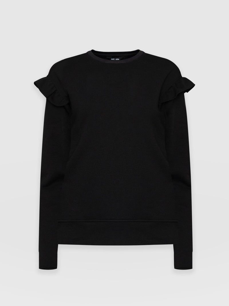 Bea Frill Sweater Black - Women's Sweaters | Saint + Sofia® EU