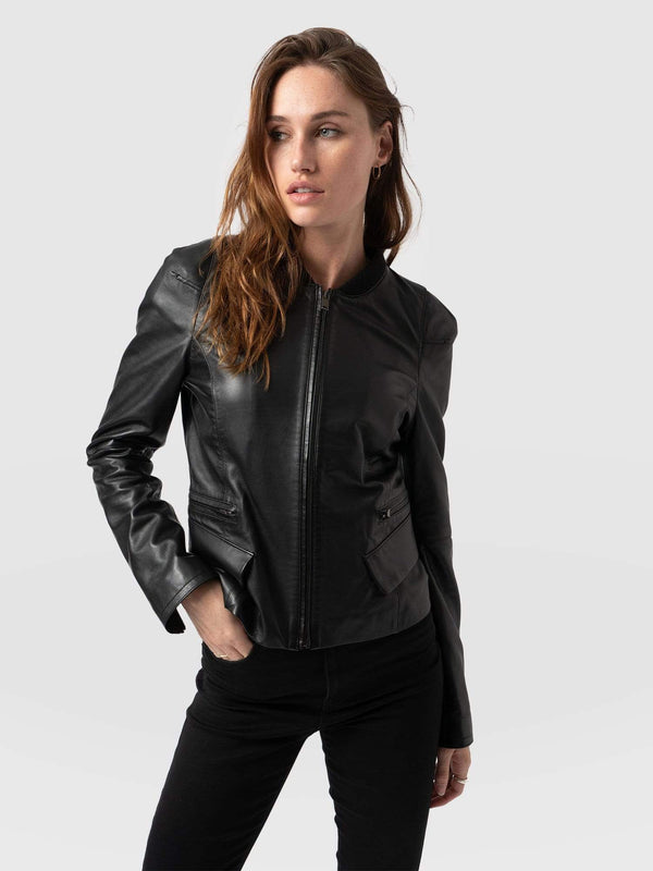 Blane Leather Jacket Black - Women's Leather Jackets | Saint + Sofia® EU
