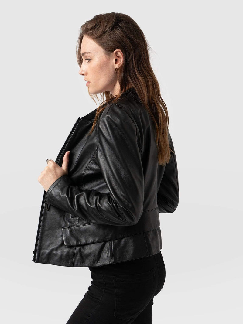 Blane Leather Jacket Black - Women's Leather Jackets | Saint + Sofia® EU