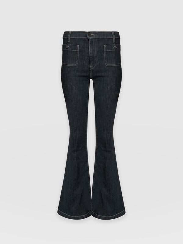 Bowie Stretch Flare Jeans Black - Women's Jeans | Saint + Sofia® EU