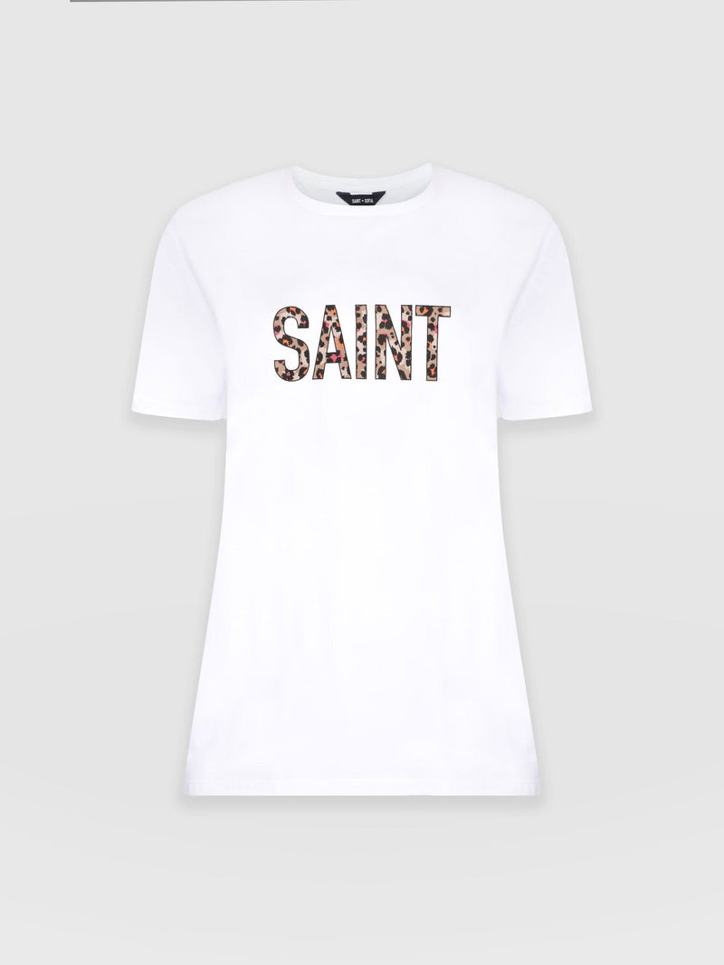 Boyfriend Tee White Blush Leopard - Women's T-Shirts | Saint + Sofia® EU