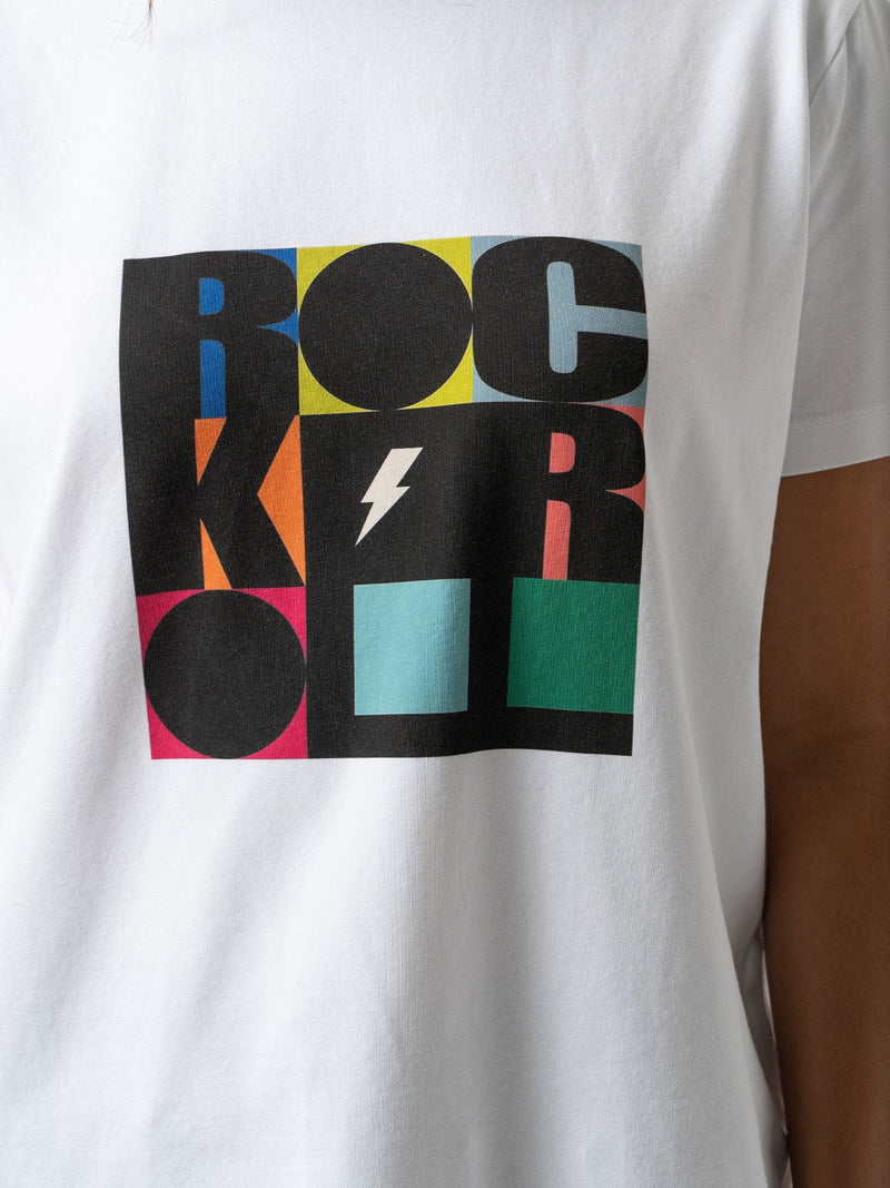 Boyfriend Tee White Rock Roll- Women's T-Shirts | Saint + Sofia® EU