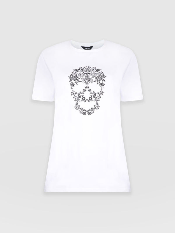 Boyfriend Tee White Skull - Women's T-Shirts | Saint + Sofia EU